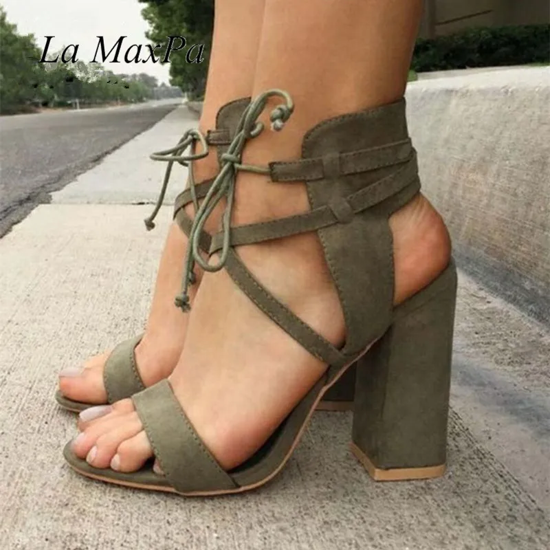 

Shoes Woman High Heels Zapatos Mujer Women's Sandals 2018 Summer Big Size Ankle Strap Chaussures Femme Footwear Thick Heeled