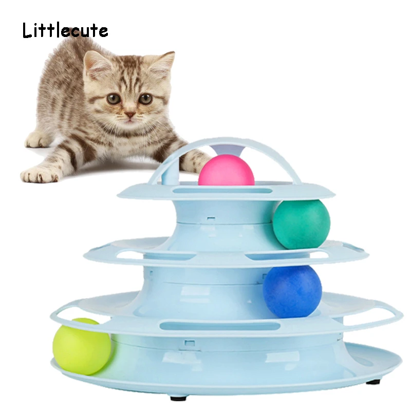 

4 Layers Pet Cat Toys Crazy Ball Disk Interactive Amusement Plate Play Disc Trilaminar Turntable Toy Scratcher For Cats Pets