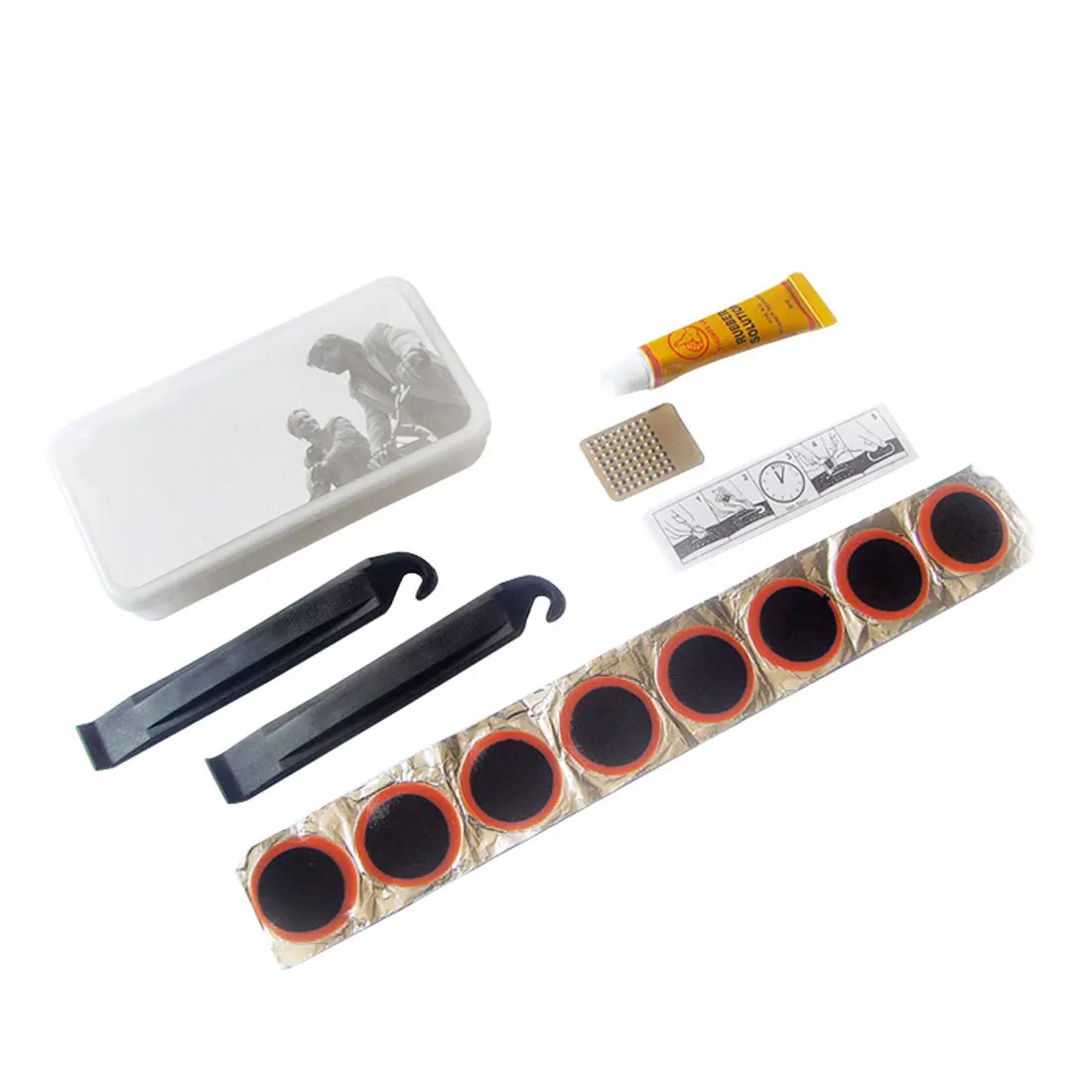 

New Arrival 1 set MTB Mountain Bike Cycling Bicycle Tyre Glue Outfit Patch Lever Puncture Repair Kit Rubber Tools