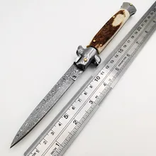 Итальянский Крестный отец складной нож VG10 дамасское лезвие натуральная ручка Олений Рог карманные ножи выживания Тактические быстро открыть EDC инструменты