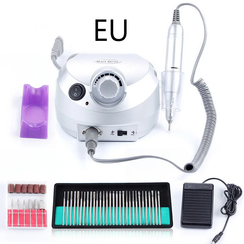 US With Version Silicone Case Anti-scald Handle 35000RPM Pro Electric Nail Drill Machine EU/Manicure Machine File Kit Nail Tools