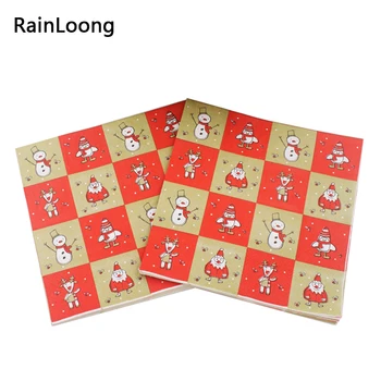

[RainLoong] Food-grade Red Christmas Napkins Festive & Party Tissue Paper Napkins Decoration Servilleta 33*33cm 5packs