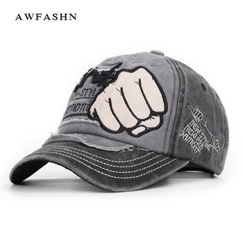 

2019 New Fist Embroidered Baseball Cap Vintage Style Hip Hop Hat Spring Sports Man Woman Washed Cotton Trucker Bone Dad Hats
