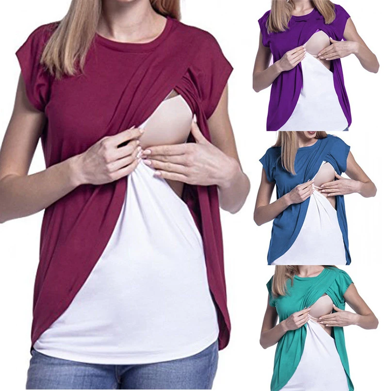 New 2018 Summer Women Pregnancy Maternity Nursing T Shirts Breastfeeding Clothes for Pregnant Women Nursing Tshirt Plus Size 3XL