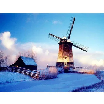 

Cross Stitch DIY Painting 5D Diamond Windmill Snow Landscape Home Decor Picture Embroidery Wall Sticker Mosaic Full Square Drill