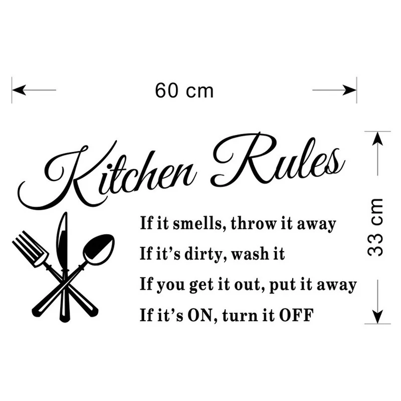Kitchen Rules Living Room Kitchen Vinyl Wall Stickers for Kids Room Lettering Art Quote Decals Home Poster Sofa Wall Decoration