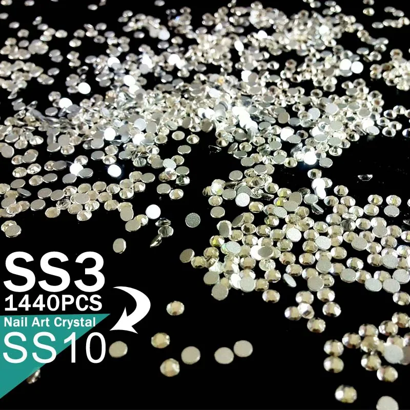 Стразы для ногтей 1440 P Стразы для ногтевого дизайна украшения SS3 3D украшение ногтя стразами 3D дизайн ногтей маникюр CZ6094 - изображение
