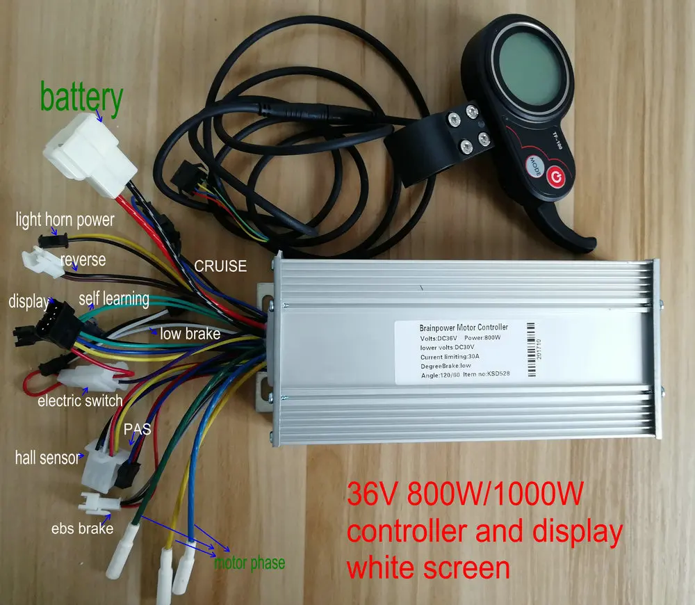 Best 400W-2000W BLDC 24V36V48V60V controller&LCD display with throttle shifter white/colored screen electric scooter MTB ebike parts 1