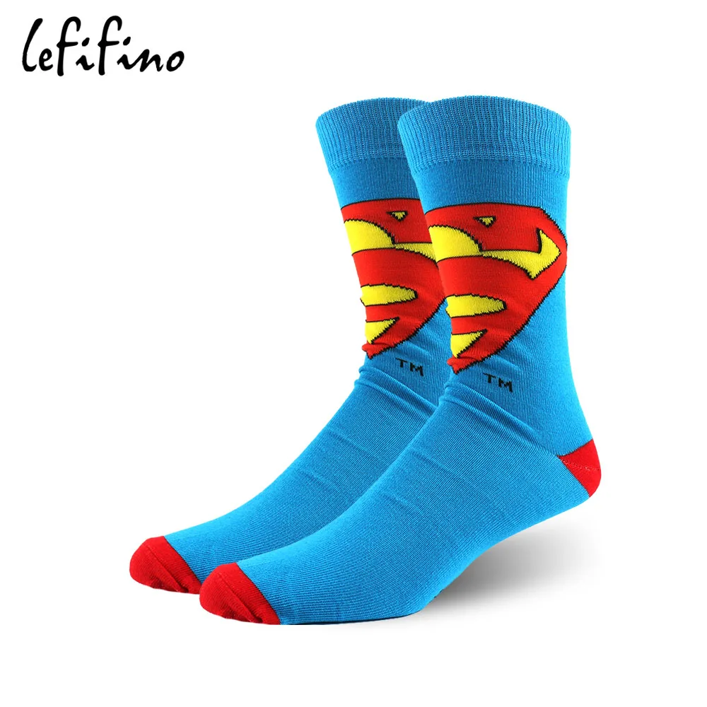 Lefifino Для мужчин аниме хлопковые носки Модные Повседневное длинные мультфильм носки скейтбордиста счастлив Flash человека герой серии жаккардовый носок Le03230 - Цвет: 3