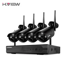 H.View Video Surveillance System 1080P IP WIFI CCTV Set 4CH CCTV NVR 4 PCS 1080P Surveillance Cameras Android iPhone Access