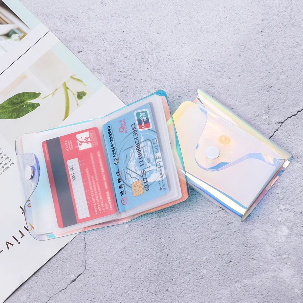 

Hologram Transparent Credit Card Holder Card Case Organizer Wallet Fashion Clear Pvc Passport Cards Cover Car Bag 20 Bits