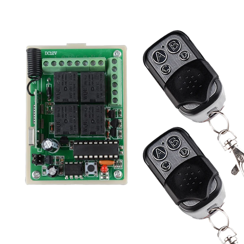 

RF Wireless Remote Switch Control Lighting Switch 12V 4Channel (4 Relays)1 Receiver & 2Transmitters 2CH Toggle +2CH Momentary
