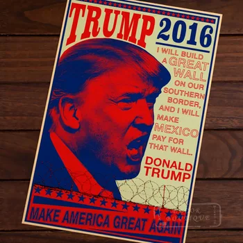 

Who build Great Wall Donald Trump Campaign Propagada Retro Vintage Decorative Poster DIY Wall Canvas Stickers Posters Home Decor