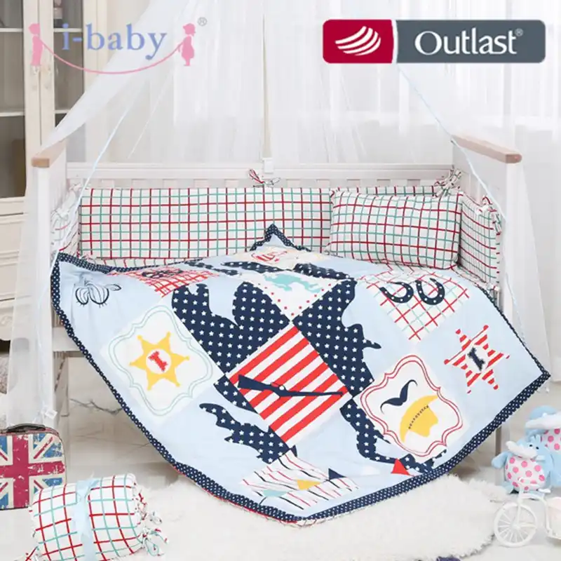 I Baby Baby Bedding Set 9pcs Crib Set Newborn Joyful Cowboy Cotton
