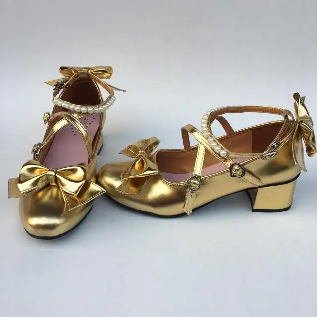 Womens-Shiny-Black-Silver-Sequin-Pumps-Bow-Strap-Cross-Pearl-Ankle-Strap-Princess-Lolita-Shoes-Custom-Tailor-Available- 30