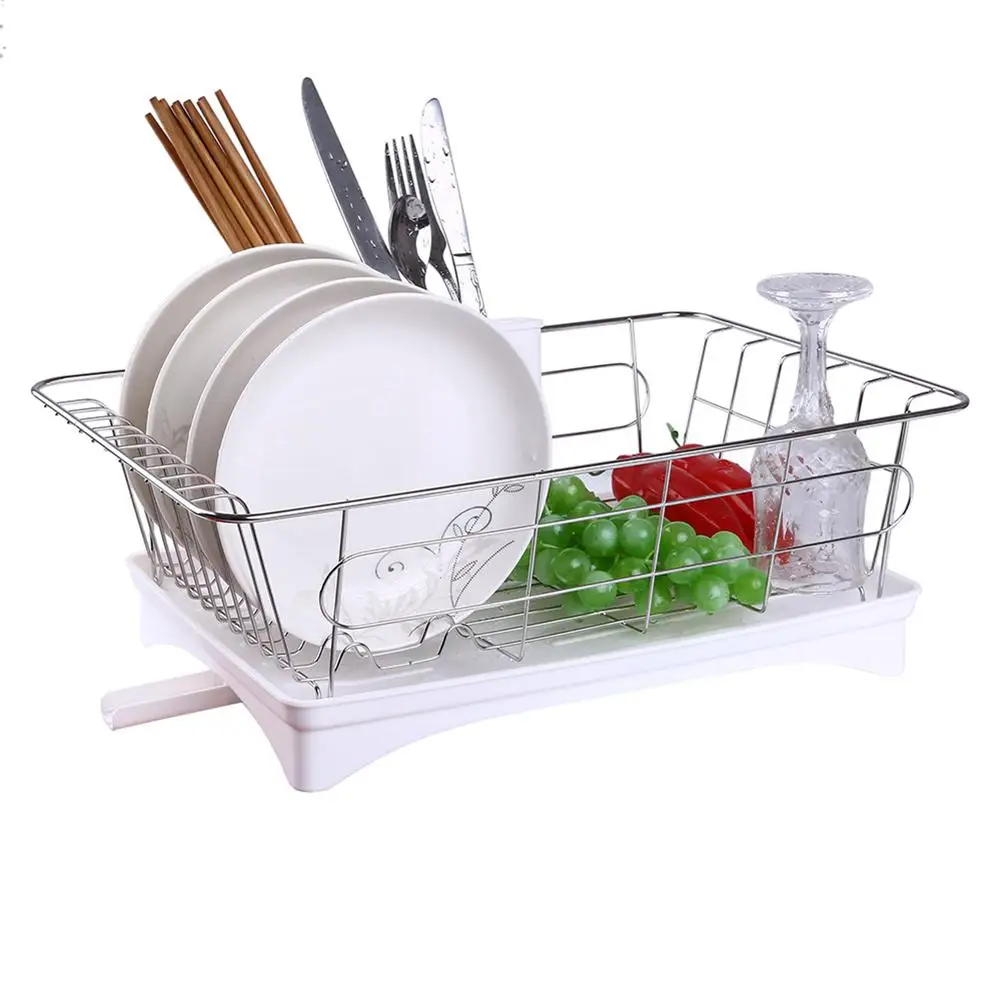 

Stainless Steel Dish Drainer Rack Kitchen Plate Rice Ladle Storage Wire Basket Shelf Organizer Fork Spoon Chopstick Holder