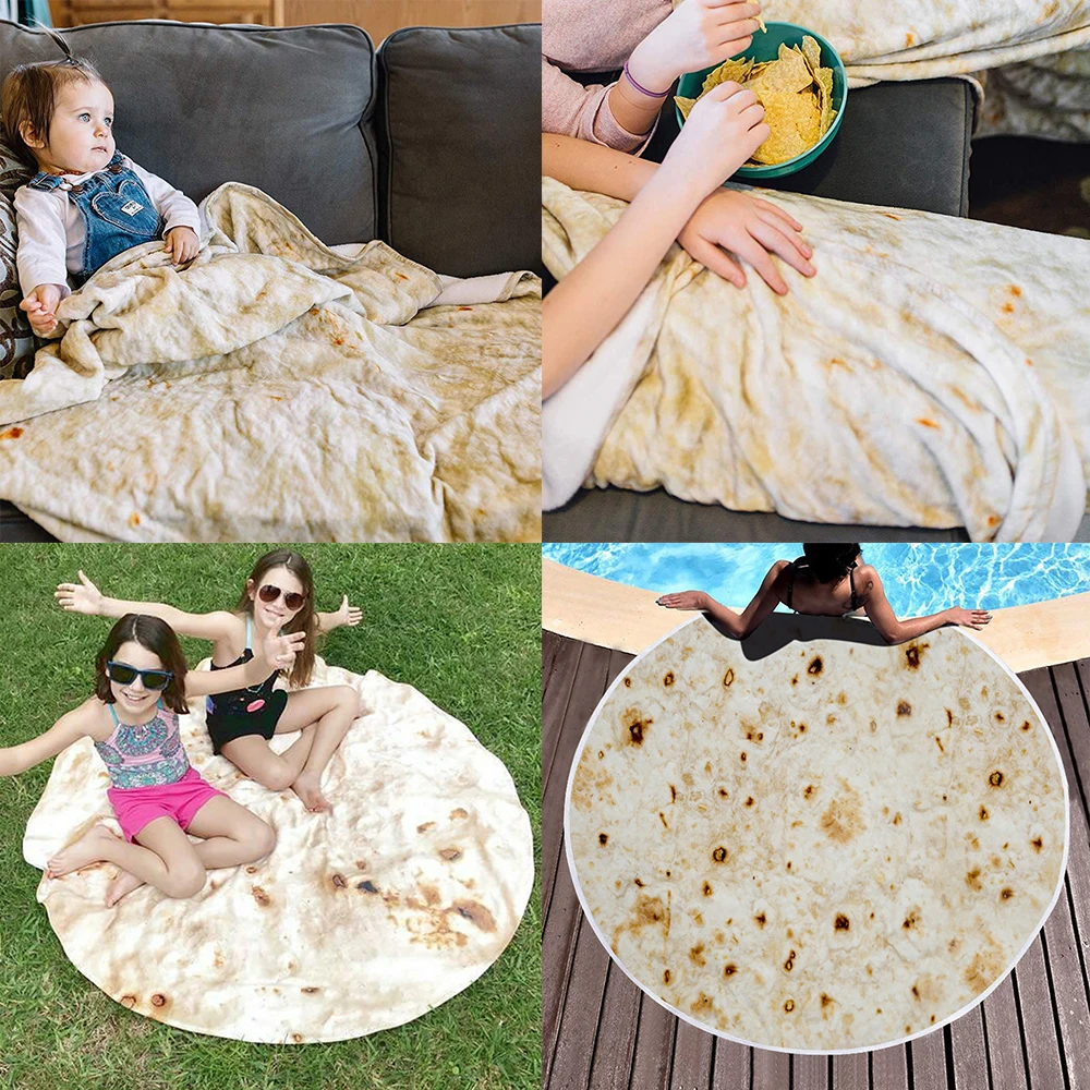 1 шт. Burrito Tortilla комфортная еда круглый Tortilla обёрточная одеяло плед диван и кровать коврик для йоги