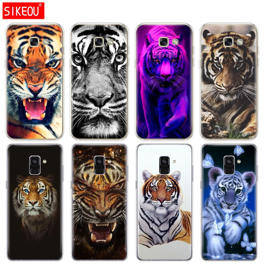 Силиконовый чехол для телефона Samsung Galaxy A8 2018 A3 A310 A5 A510 A7 2016 2017 animal tiger | Мобильные