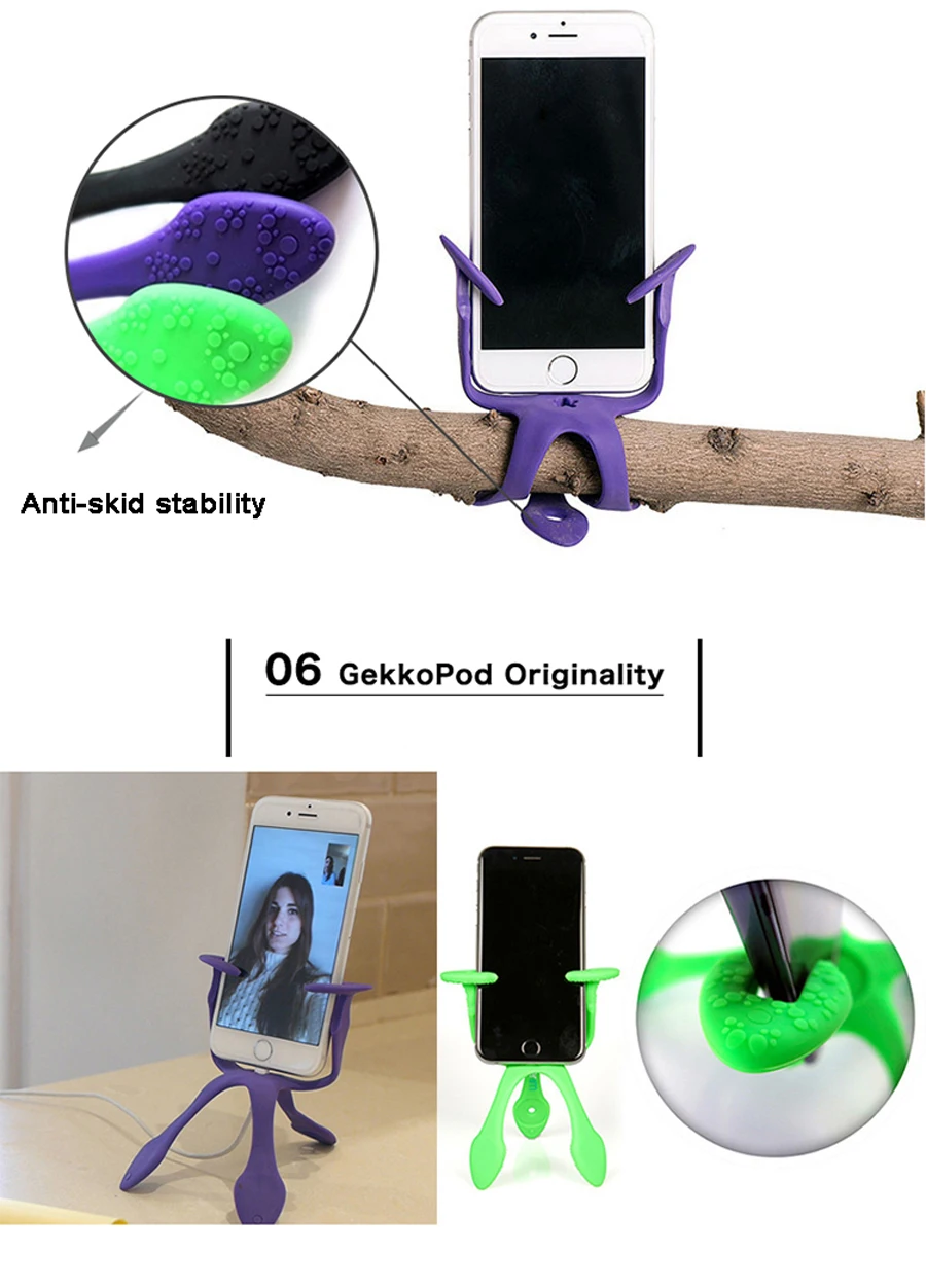 Мини Гибкий штатив для улицы Gecko Spider Stand Hoders Bluetooth пульт дистанционного управления Зажим для телефона Gopro Sj4000 JCAM Спортивная камера