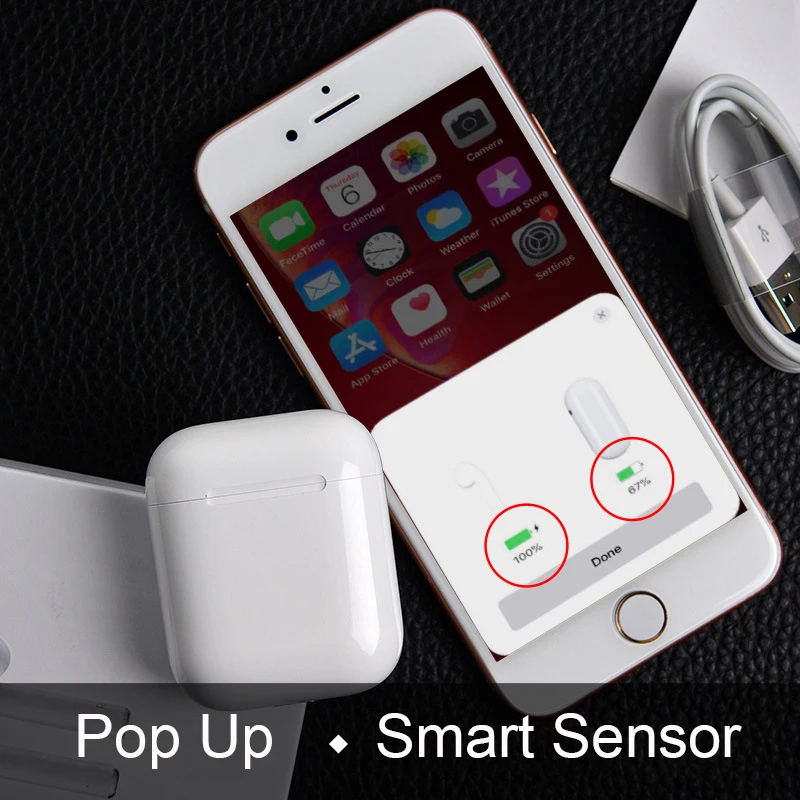 

i77 tws 1:1 Original Bluetooth Earphone Smart Sensor Wireless Headphone Pop-up Earbuds Separate Use Headset PK I30 I60 I80 I100