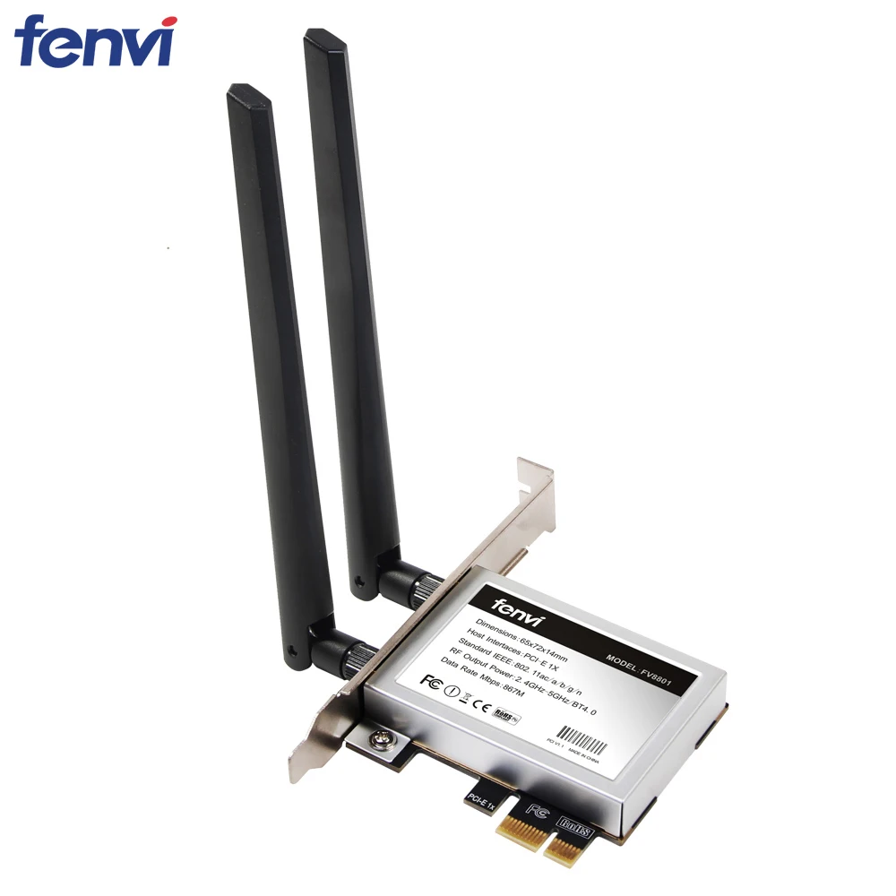 

Fenvi Wireless-AC Dual Band 1200Mbps Desktop PCI-E WiFi Adapter 802.11ac + Bluetooth 4.0 WLAN Network Card for Intel 7260 AC