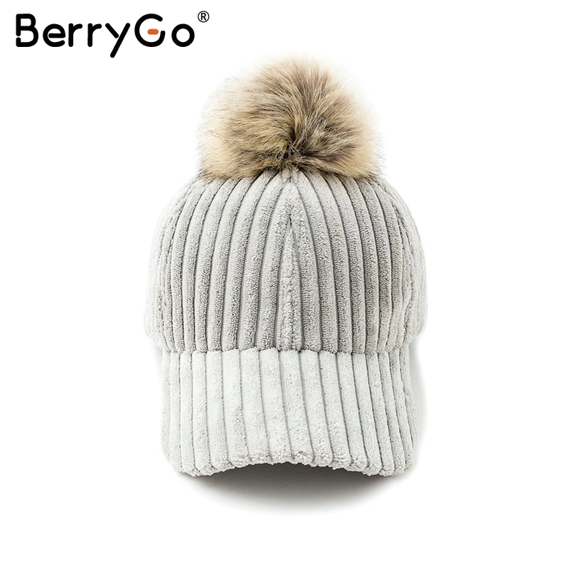 BerryGo вельвет волосы мяч Регулируемые Женщины hat модный стиль на осень-зиму бейсболки женские повседневные hat casquette - Цвет: Light Gray