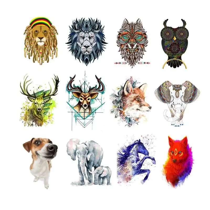 

Cool Lion Deer Wolf Owl Iron-on Thermal Patches Stickers for Clothing Embroidery DIY Applique Heat Transfers for T-shirt Clothes