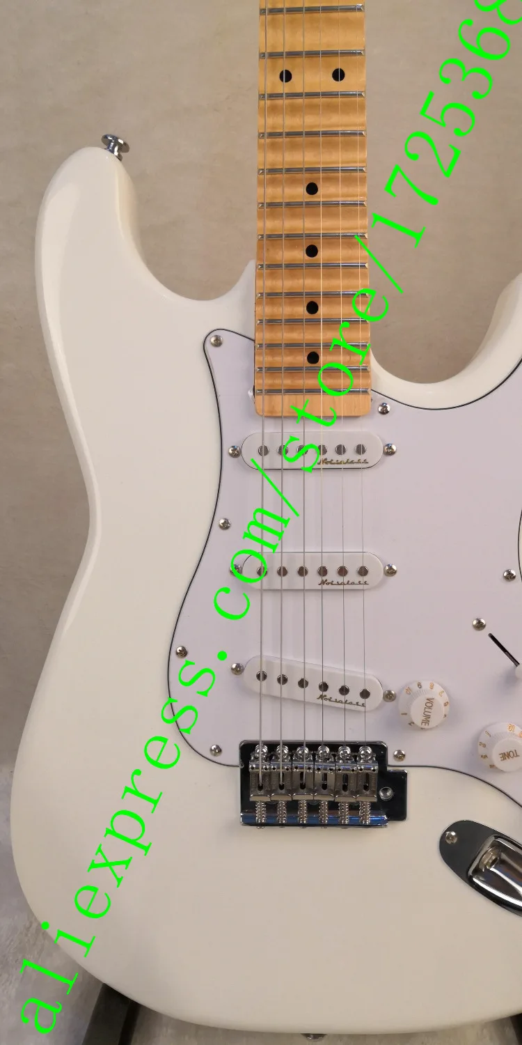 

White Electric Guitar with Pickguard SSS Pickups Maple Scalloped fretboard Neck Chrome Hardwares