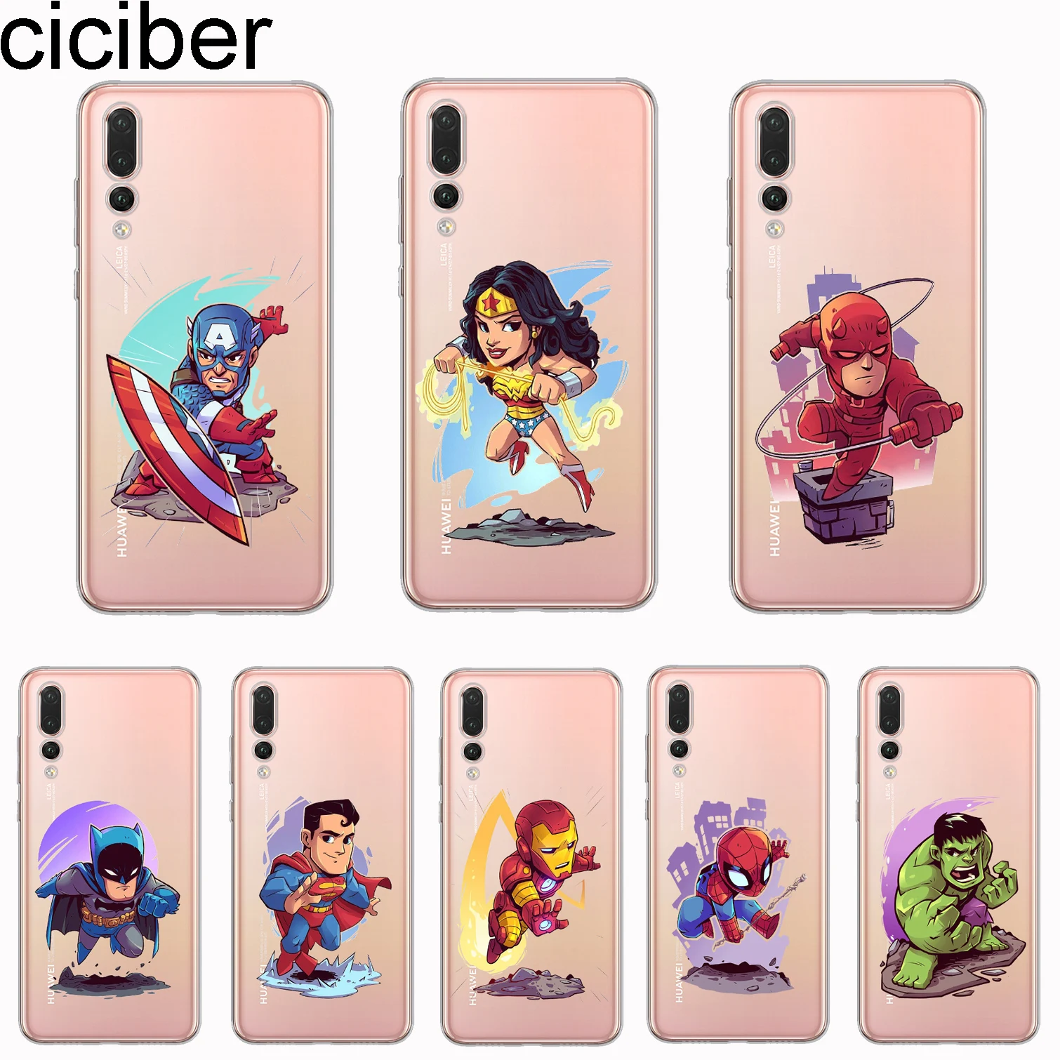 Ciciber чехол для Huawei P30 P20 P10 P9 P8 Lite Pro Plus 2017 P smart 2019 чехлы телефонов мягкий ТПУ Marvel DC