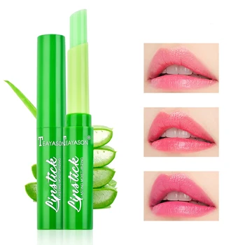 

Wholesale Pink Aloe Vera Lips Balm Moisturizing Waterproof Lipstick Temperature Change Lipstick