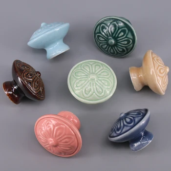 

6pcs 38mm European pastoral furniture knobs candy colors ceramic Cabinet drawer wardrobe door pull handle