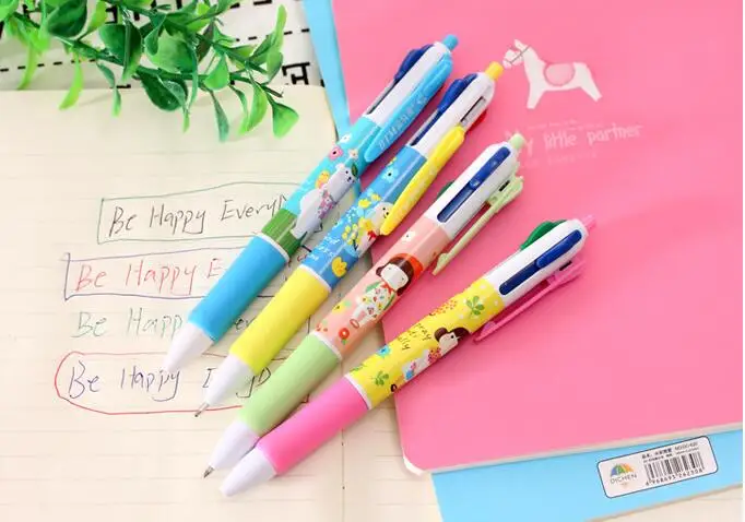 1 шт Kawaii мультяшная шариковая ручка многоцветная 4 в 1 шариковая ручка Корея канцелярские маркировочные ручки офисные школьные принадлежности