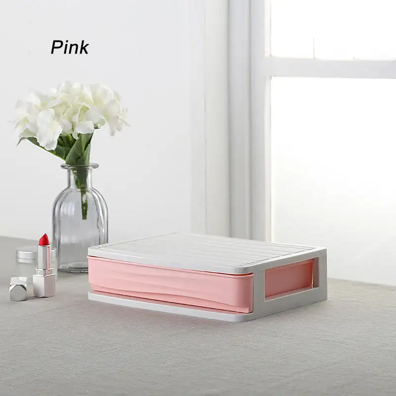 JULY'S SONG пластиковый косметический ящик Органайзер для макияжа коробка для хранения косметики контейнер для ногтей шкатулка держатель настольный чехол для хранения - Цвет: 1 layer drawer-pink
