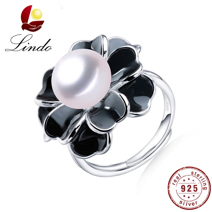 

Lindo Top Quality Hyperbole Solid Silver Rings For Women Fashion High Luster Natural Freshwater Pearl Jewelry Silver 925 Ring