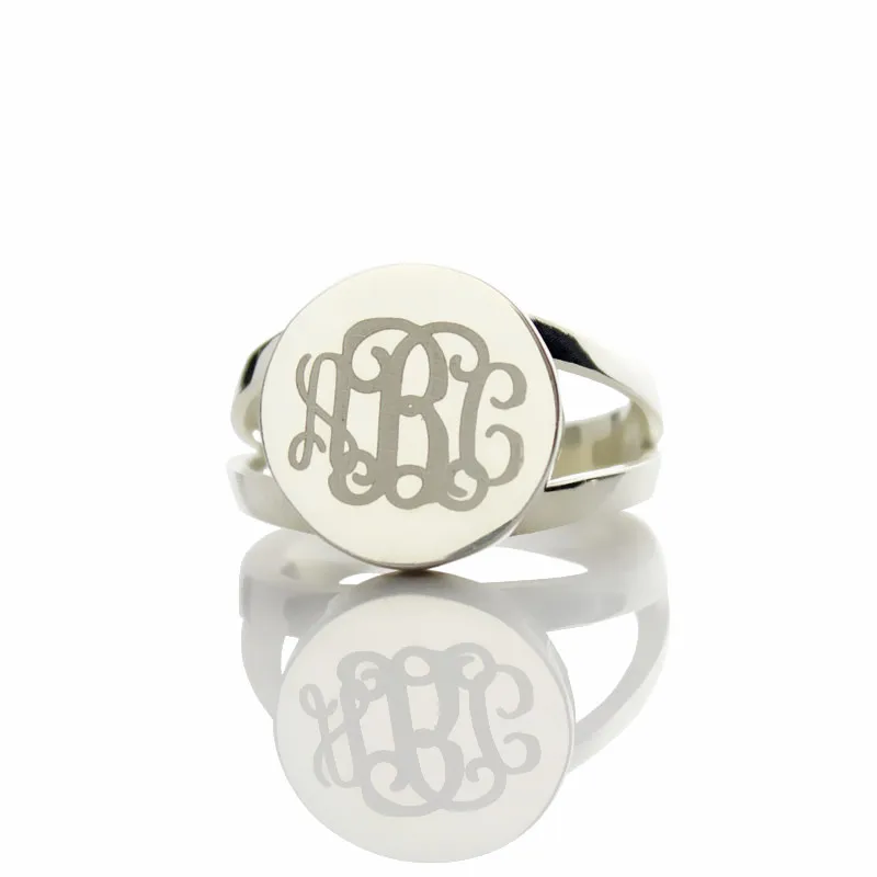 

AILIN Freeshipping - Personalized Monogrammed Ring Sterling Silver 3 initials MO Ring Custom Letters Jewelry Best Christmas Gift