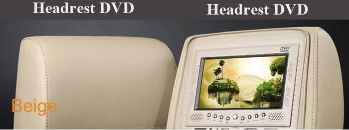Perfect one pair 2X 7"inch car headrest DVD player,with zipper cover, USB/SD,32 bit wireless Game,IR,FM,for car,3 color optional 6