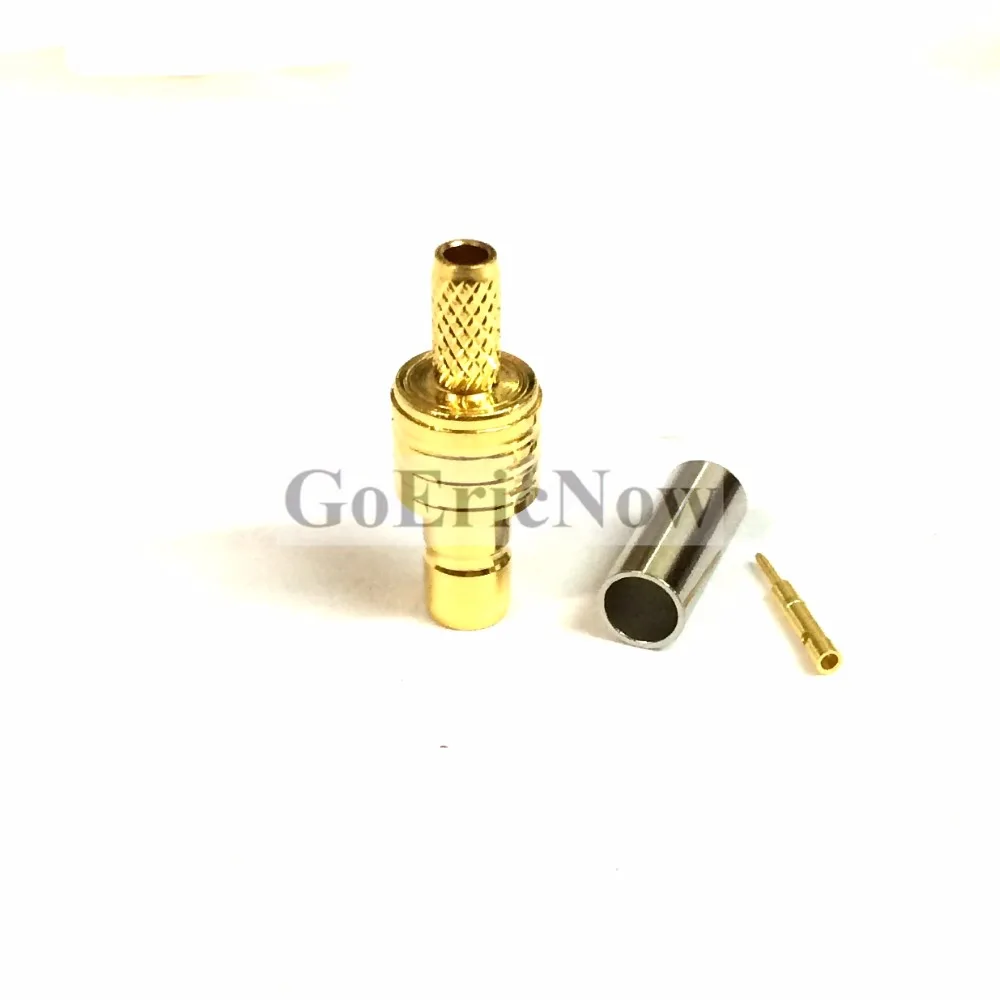 10 шт. 50 Ом RF Coax золотистый тональный прямой SMB Штекерный обжимной соединитель