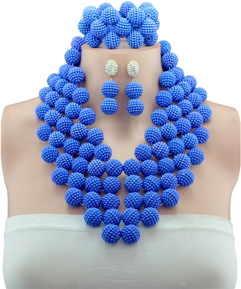 2016 Classic Nigeria Wedding african beads jewelry set Royal Blue Crystal Bridal jewelry Sets Free shipping C0964