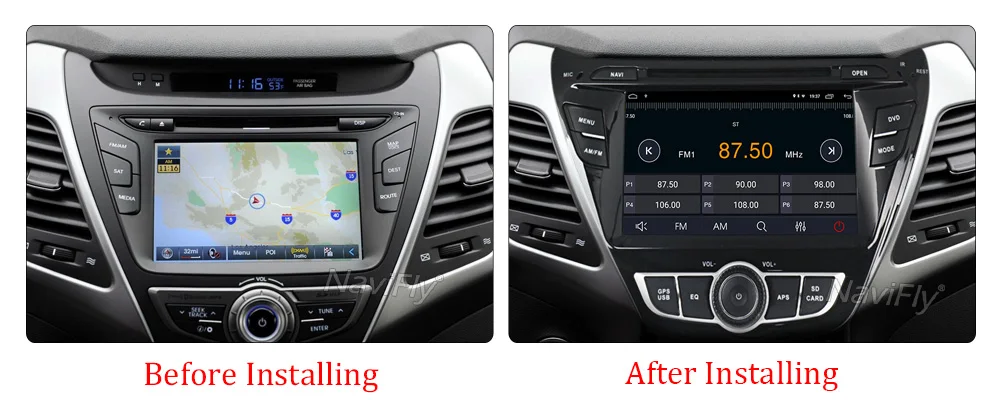 Excellent MEKEDE Android 8.1 Car GPS Multimedia Navi Stereo Player For HYUNDAI  ELANTRA 2014 with Quad-core support Bluetooth wifi 3