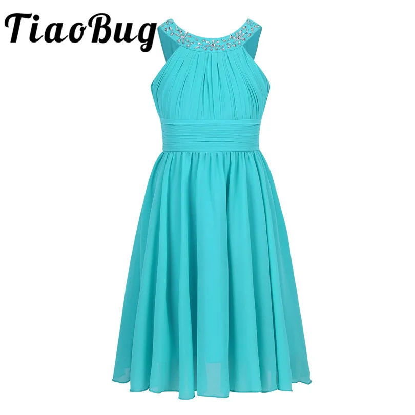 

Tiaobug Sequins Flower Girls Dresses for Weddings Turquoise Pink First Communion Chiffon Princess Dress For Prom Party Gowns