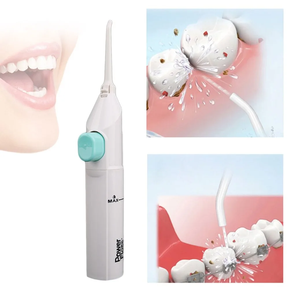 

Portable Air Powered Floss Dental Water Jet Cords Tooth Pick Dental Cleaning Whitening Teeth Kit Mouth Cleaner No Batteries