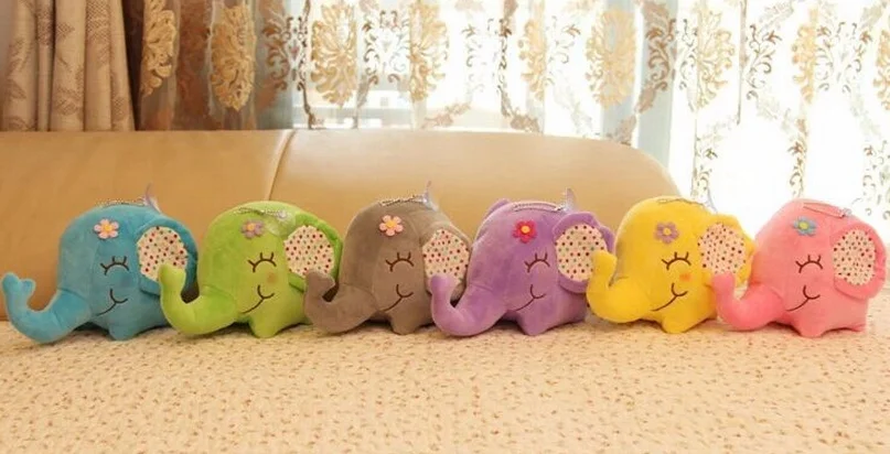 

HOT CUTE - 4Colors Elephant 13CM Plush Stuffed TOY DOLL , Keychain Small Pendant Bouquet Plush TOY DOLL