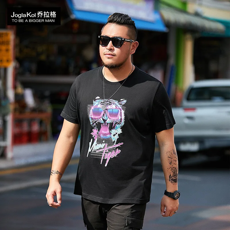 

New Fashion Large-Size Short-sleeved T-shirt Men's Round-neck T-shirt Street Trendy Half-sleeve Summer T-shirt