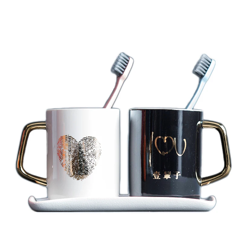 

Bathroom Tumblers Toothbrush Cup Wash Tooth Mug High Quality Luxury Printing Ceramic Material Wash Cup 12