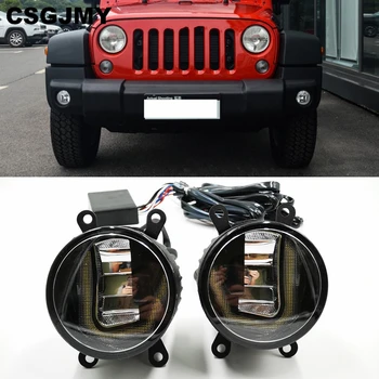 

3-IN-1 Functions Auto LED DRL Daytime Running Light Car Projector Fog Lamp with yellow signal For Jeep Wrangler 2008 - 2015 2016