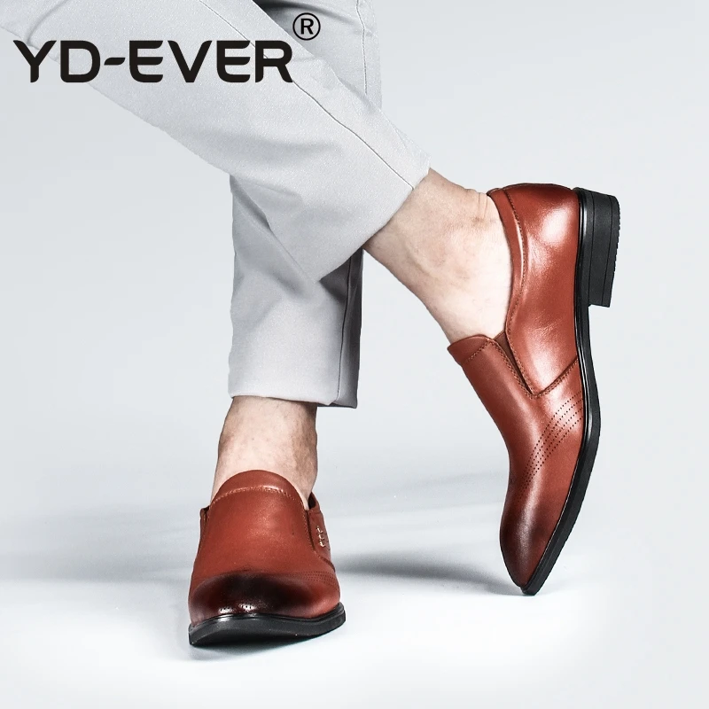 Ydever 100 Genuine Leather Men Shoes Pointed Toe Casual Oxfords