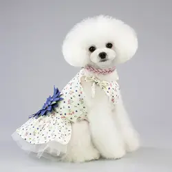 Цветочным украшением в виде банта для собак платье детское платье с рисунком щенка юбка-пачка милый Подсолнух, маргаритки ПЭТ Костюмы