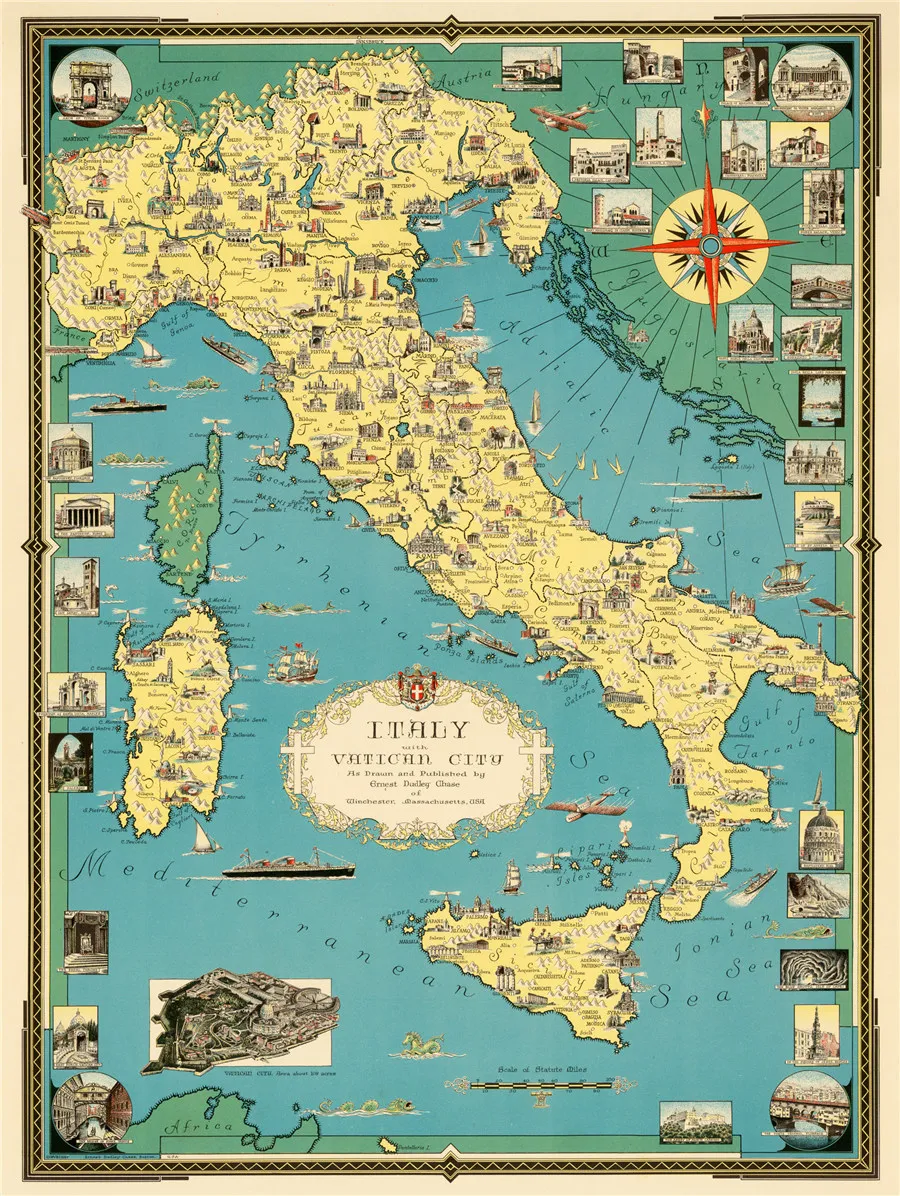 Italy with Vatican City Drawn and Published by Ernest