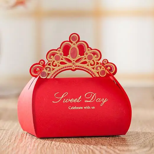 100 шт лазерная резка свадебные подарки для гостей свадебные подарочные коробки вечерние бумажные коробки для конфет свадебный сувенир Boda - Цвет: red