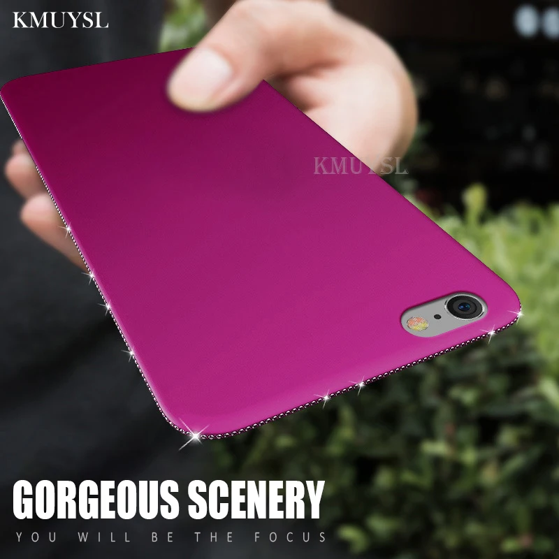 

Candy Color Diamond Bling Phone Case on For iPhone X Matte Soft Silicone TPU Full Cover For iPhone 7 8 6 6S Plus 5 5S SE Cases